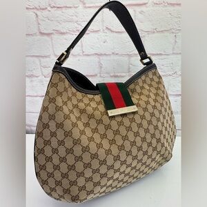 Gucci Lady Web Gg Khaki Large Hobo Bag